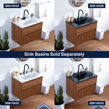 Sherwin Slat Modern Coastal 2-Drawer Wall Mounted Bath Vanity Cabinet Only (Sink Basin Not Included)
